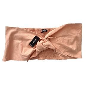 NWT New Express Pink Halter Top Smocked Blouse XL